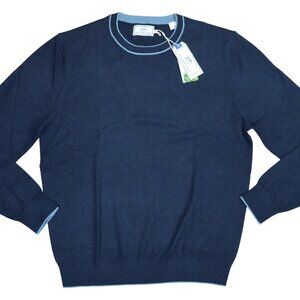 Southern Tide Navy Crewneck Sweater with Light Blue Trim